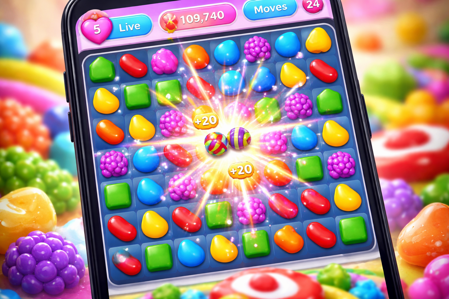 Candy Crush Saga bulmaca gorunumu